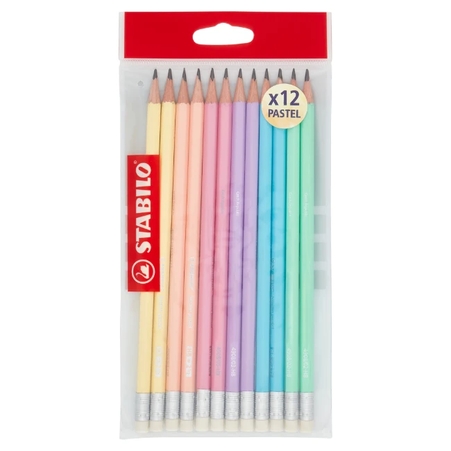 Immagine di STABILO Swano Pastel HB con Gommino – Ecopack da 12 Pezzi