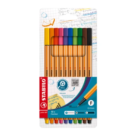 Immagine di Penna Fineliner STABILO point 88 – Astuccio da 10 Colori