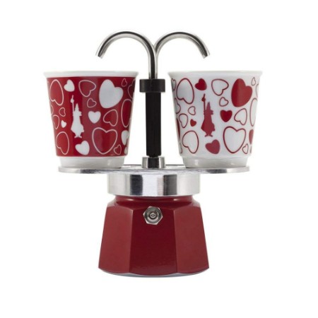 Immagine di Bialetti Caffettiera Moka Mini Express 2 Tazze Cuori Rossi