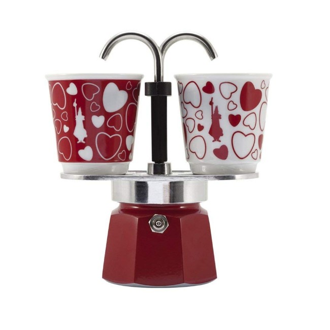 Immagine di Bialetti Caffettiera Moka Mini Express 2 Tazze Cuori Rossi