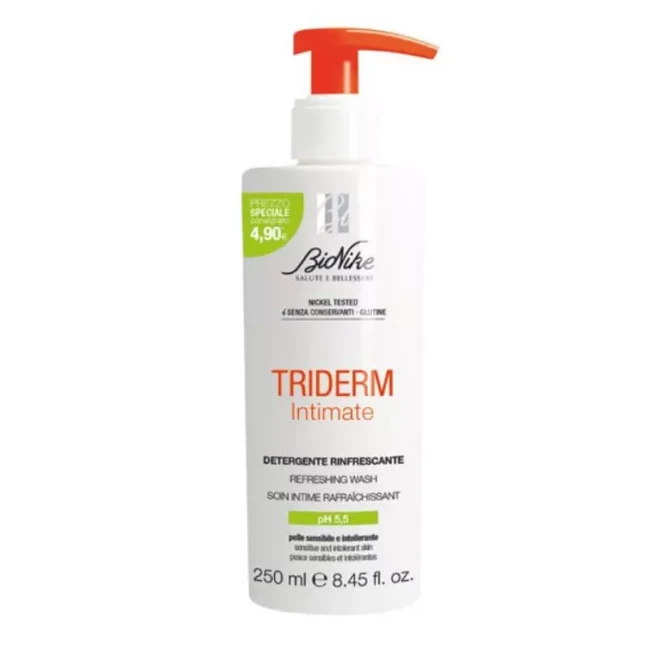 Immagine di Bionike Triderm Intimate Rinfrescante Detergente Intimo per Adulti, Effetto Fresco con Mentolo, pH Fisiologico - 250 ml