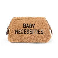 Immagine di Childhome Baby Necessities Borsa Toilette Neonati in Tessuto Teddy Marrone, Beauty Case per Cambio Neonato