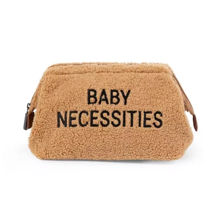 Immagine di Childhome Baby Necessities Borsa Toilette Neonati in Tessuto Teddy Marrone, Beauty Case per Cambio Neonato