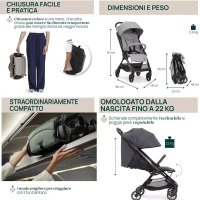 Immagine di Chicco We 2 Passeggino Ultra-Leggero, Reclinabile fino a Nanna, Chiusura Automatica a 1 Mano con Parapioggia e Borsa Viaggio - dalla Nascita a 22 kg
