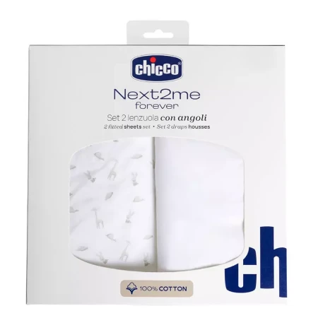 Immagine di Chicco Set 2 Lenzuola con Angoli per Culla Next2Me Forever in Cotone 