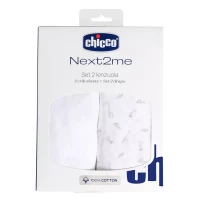 Immagine di Chicco Set 2 Lenzuola in Cotone per Culla Next2Me con Lenzuolo Sopra e Lenzuolo Sotto con Angoli
