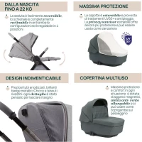 Immagine di Chicco Trio Bellagio da 0 a 4 anni con Passeggino Seduta Reversibile, Navicella Gran Comfort e Seggiolino Auto Kory Plus i-Size