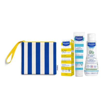 Immagine di Mustela Kit Viaggio Bambino Beauty in Cotone Riciclato con Detergente Delicato 100 ml, Crema Solare 40 ml e Latte Doposole 100 ml