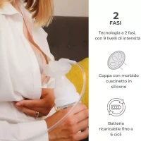 Immagine di Nuvita Materno Go Tiralatte Elettrico a 2 Fasi con 9 Livelli di Intensità, Touch Screen, Batteria Ricaricabile USB