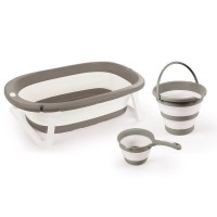 	Dolu Set Vaschetta da Bagno Pieghevole per Bambini – Completo di Secchiello e Mestolo Pieghevoli