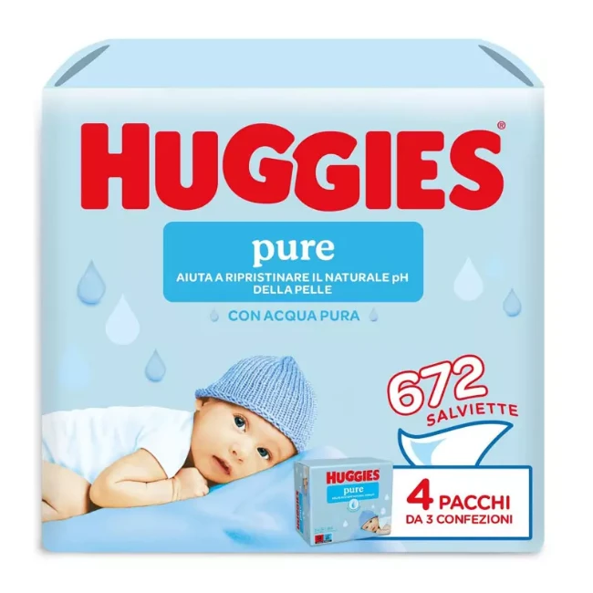 Immagine di Huggies Pure Salviette Acqua Pura 56 x 12 Confezioni -  672 Salviette