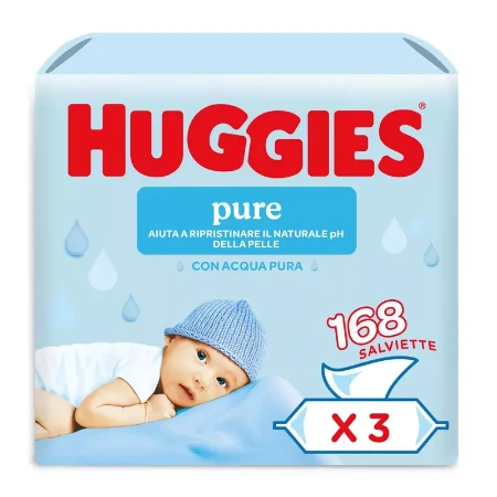 Immagine di  Huggies Pure Salviette Umidificate con Acqua Pura, 3 Confezioni da 56 Salviette - 168 pz
