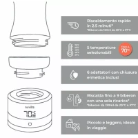 Immagine di Nuvita Warm70 Scaldabiberon Portatile Universale, Senza Fili, Ricaricabile