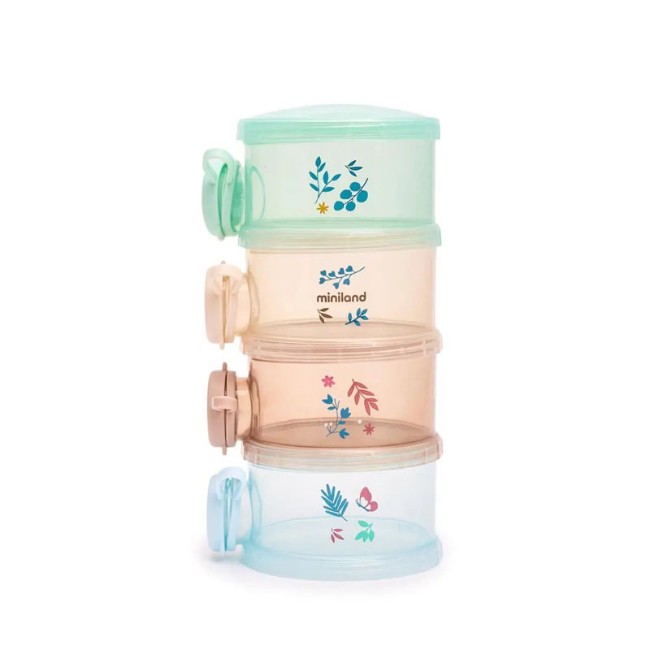 Immagine di Miniland Milky On The Go Dreamland Set 4 Contenitori per Latte in Polvere Impilabili, Capienza 120 ml