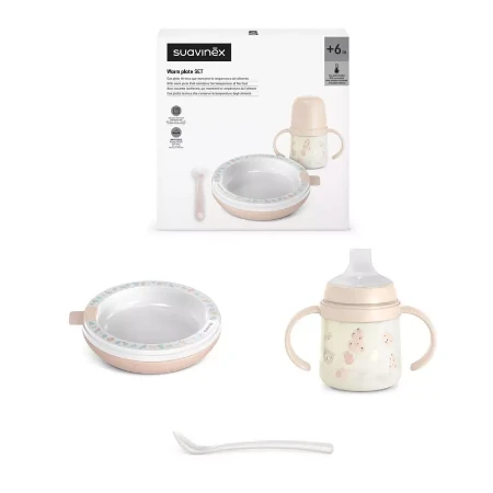 Immagine di Suavinex Pappa Calda Set Svezzamento 6+ Mesi con Piatto Termico, Cucchiaio in Silicone e Biberon 150 ml
