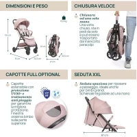 Immagine di Chicco Taormina Passeggino Leggero con Seduta XXL e Chiusura a Una Mano 0-22 Kg