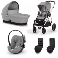 Trio Gazelle con Navicella Gazelle S Cot e Cloud G Adpt Inclusi - Stone Grey