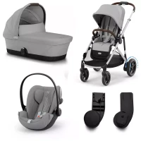 Immagine di Cybex Gold e-Gazelle S Trio con Navicella Gazelle S Cot e Seggiolino Cloud G3 i-Size Passeggino Elettrico Fratellare e Gemellare