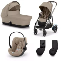 Immagine di Cybex Gold e-Gazelle S Trio con Navicella Gazelle S Cot e Seggiolino Cloud G3 i-Size Passeggino Elettrico Fratellare e Gemellare