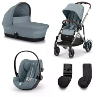 Immagine di Cybex Gold e-Gazelle S Trio con Navicella Gazelle S Cot e Seggiolino Cloud G3 i-Size Passeggino Elettrico Fratellare e Gemellare
