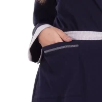 Immagine di Vestaglia Premaman Blu a Manica Lunga in Cotone Organico con Cintura