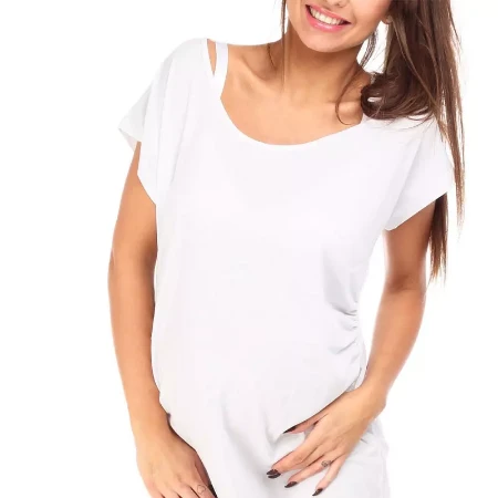 Immagine di Camicia da Parto Smanicata Bianca Premaman per Ospedale e Clinica, Leggera e Confortevole