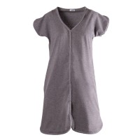 Immagine di Camicia da Parto Premaman Grigia con Bottoni Automatici per Ospedale e Allattamento