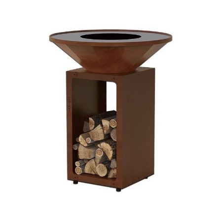 Braciere Barbecue Plancha OYAT B.B.O in Acciaio Corten Cognac, Ø78 cm
