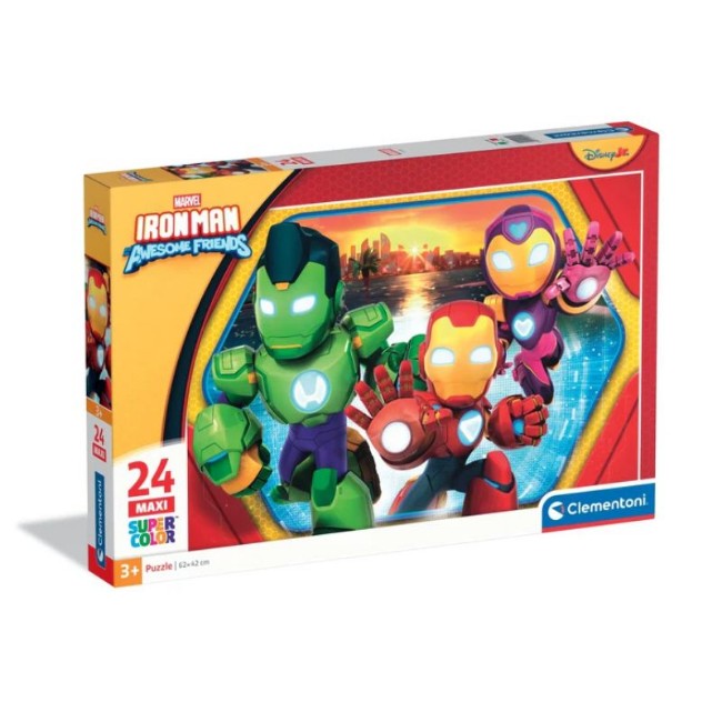 Clementoni Puzzle 24 Pezzi Maxi Super Color Iron Man Awesome Friends