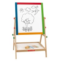 Lavagna in Legno Multifunzione 2 in 1 Altezza Regolabile