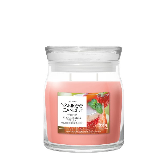 Immagine di Yankee Candle White Strawberry Bellini Candela in Giara Media Signature
