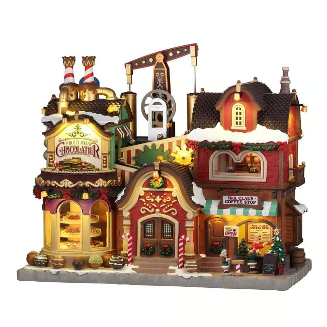 Immagine di Lemax 65521 The Holly Jolly Chocolatier & Mrs. Claus Coffee Shop con Alimentatore