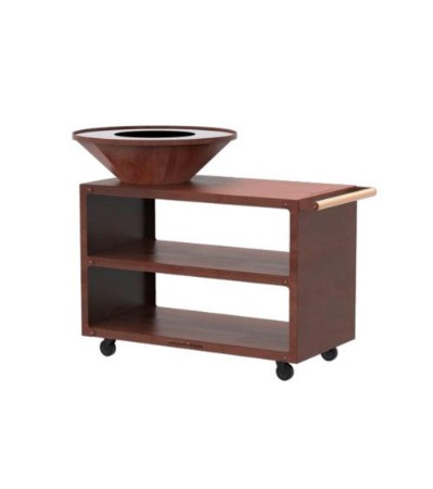 Immagine di Braciere Barbecue Plancha OYAT Pontaillac 88 in Acciaio Corten Cognac, Ø88 cm