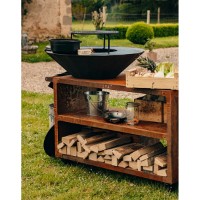 Immagine di Braciere Barbecue Plancha OYAT Pontaillac 88 in Acciaio Nero termolaccato, Ø88 cm