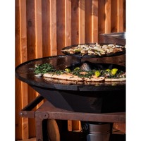 Immagine di Braciere Barbecue Plancha OYAT Pontaillac 98 Pro in Acciaio Corten Cognac, Ø98 cm