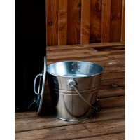 Immagine di Secchio per Cenere OYAT in Acciaio Galvanizzato e Legno, 28 x 26 cm