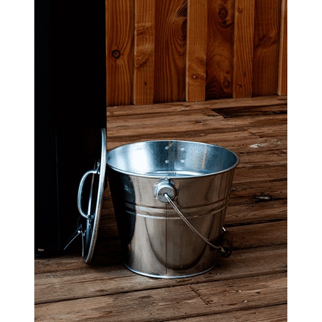 Immagine di Secchio per Cenere OYAT in Acciaio Galvanizzato e Legno, 28 x 26 cm
