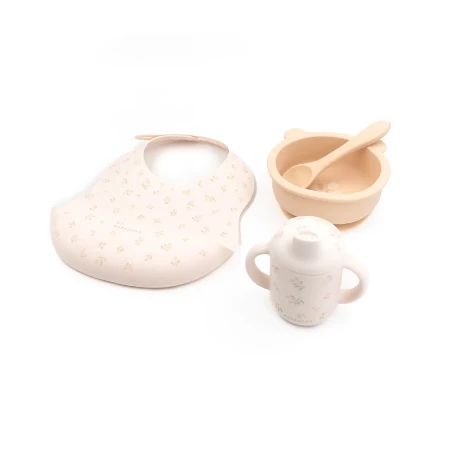 Immagine di Bamboom Set Prima Pappa in Silicone con Bavaglino, Scodella, Cucchiaio, Bicchiere con Beccuccio