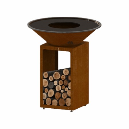 Immagine di Braciere Barbecue Plancha OYAT B.B.O in Acciaio Corten Cognac, Ø88 cm