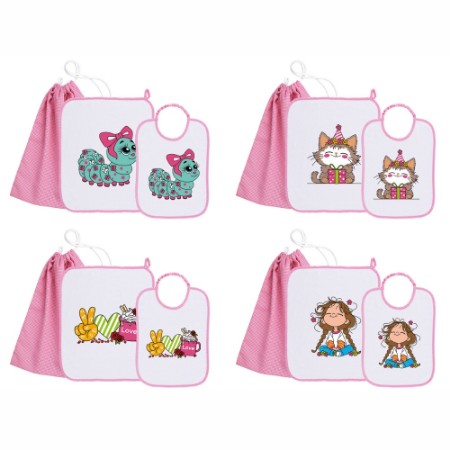 Immagine di Siggi Set Asilo e Scuola Materna Bambina con Bavaglia, Asciugamano e Sacca Porta Oggetti