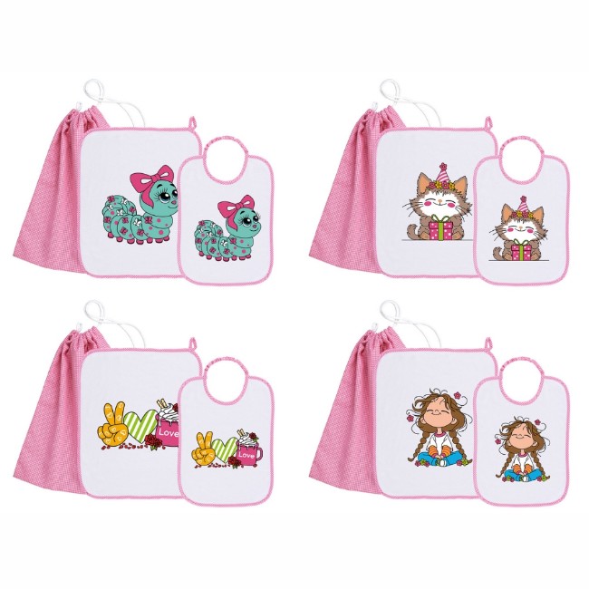 Immagine di Siggi Set Asilo e Scuola Materna Bambina con Bavaglia, Asciugamano e Sacca Porta Oggetti