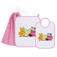 Immagine di Siggi Set Asilo e Scuola Materna Bambina con Bavaglia, Asciugamano e Sacca Porta Oggetti