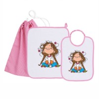Immagine di Siggi Set Asilo e Scuola Materna Bambina con Bavaglia, Asciugamano e Sacca Porta Oggetti