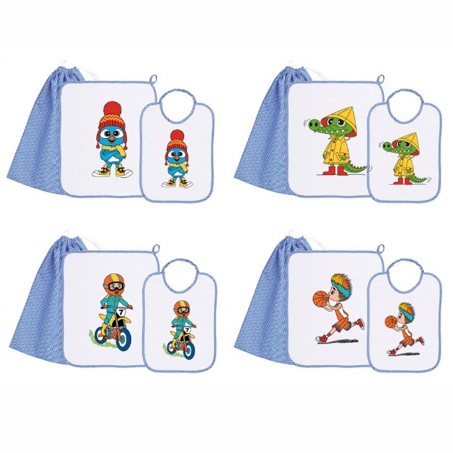 Immagine di Siggi Set Asilo e Scuola Materna Bambino con Bavaglia, Asciugamano e Sacca Porta Oggetti
