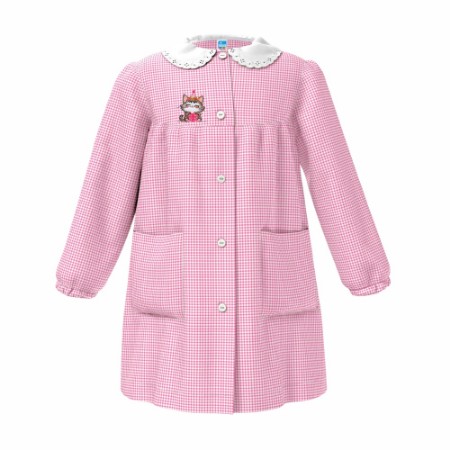 Immagine di Siggi Grembiule Materna Bimba Gattino Quadri Rosa