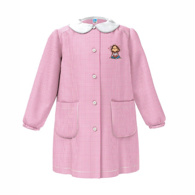 Immagine di Siggi Grembiule Materna Bimba Quadri Rosa Bimba Seduta