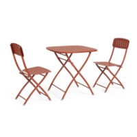 Immagine di Set Bistrot da Esterno Bizzotto Yvonne Tavolo e 2 Sedie Pieghevoli, Acciaio Terracotta