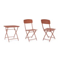 Immagine di Set Bistrot da Esterno Bizzotto Yvonne Tavolo e 2 Sedie Pieghevoli, Acciaio Terracotta