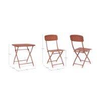 Immagine di Set Bistrot da Esterno Bizzotto Yvonne Tavolo e 2 Sedie Pieghevoli, Acciaio Terracotta