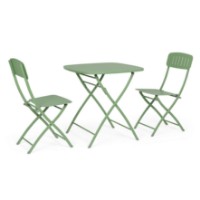 Immagine di Set Bistrot da Esterno Bizzotto Yvonne Tavolo e 2 Sedie Pieghevoli, Acciaio Verde Salvia